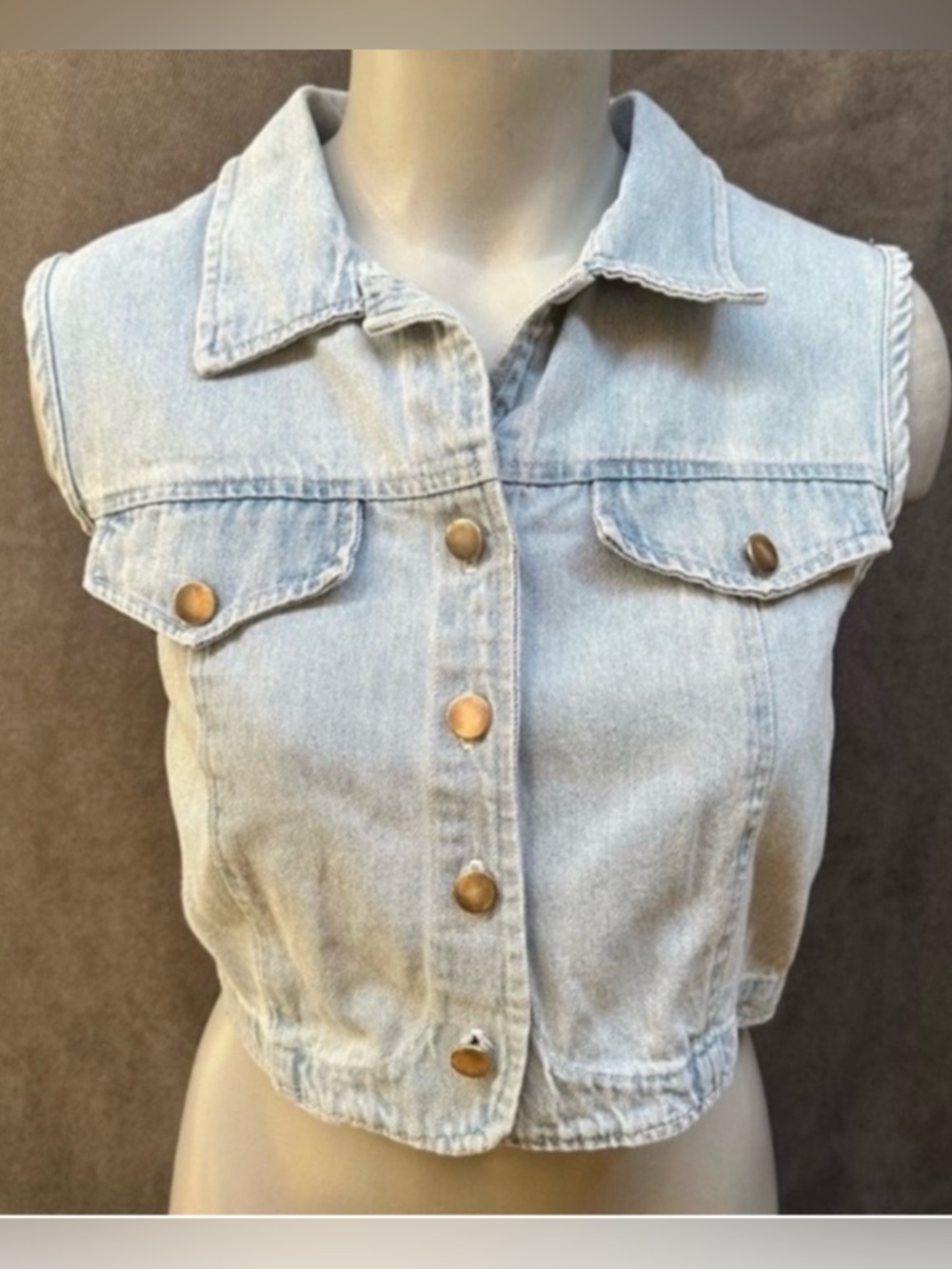 Vintage jean vest cropped womens Paris Sport Club denim